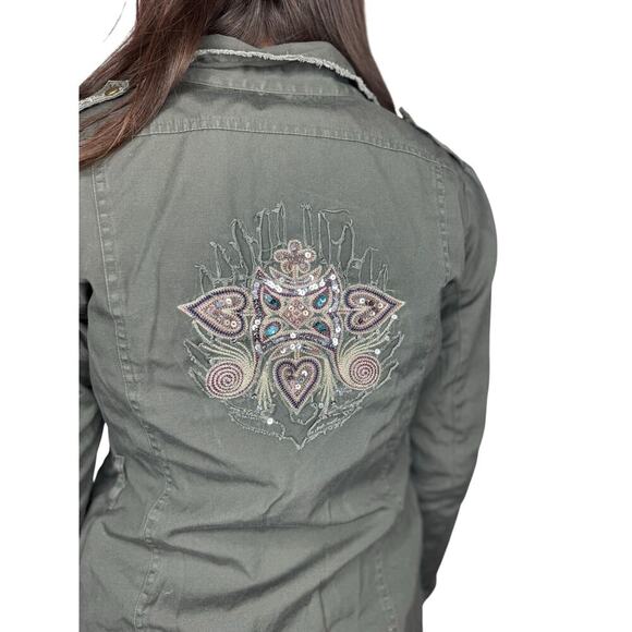 Denim Co Women's Army Green Button-Up Jacket Shirt Size 10 US / 38 EUR - Picture 1 of 10